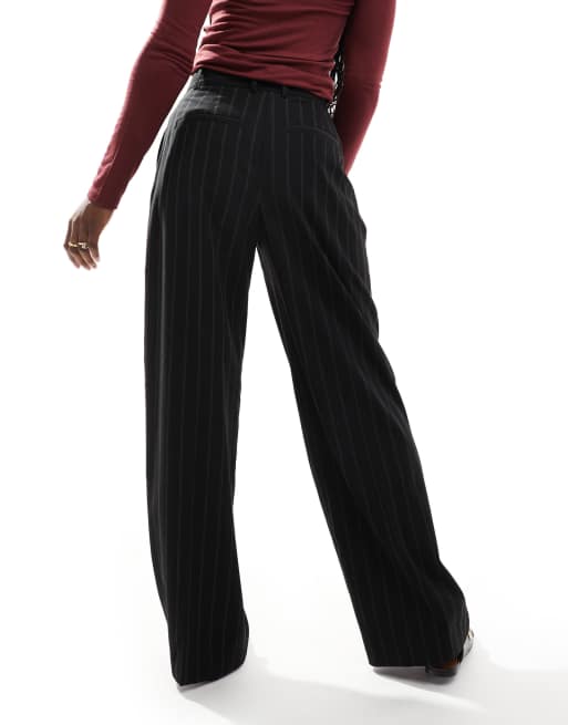 ASOS DESIGN - Elegante gestreepte broek met wijde pijpen in zwart, 4 van 5