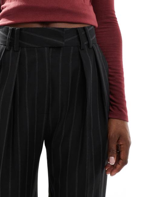 ASOS DESIGN - Elegante gestreepte broek met wijde pijpen in zwart, 5 van 5