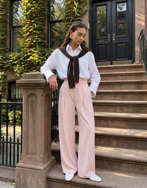 ASOS DESIGN - Elegante getailleerde broek met wijde pijpen in roze, 12 van 12