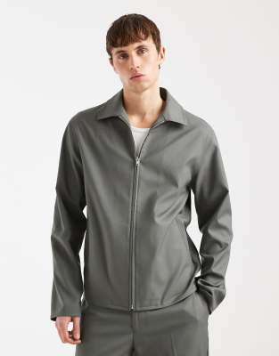 Elegante Harrington-Jacke in hellem Khaki, Kombiteil-Grün Grün XS