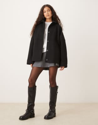 ASOS DESIGN - Elegante Harrington-Jacke in Schwarz mit lockerem Schnitt