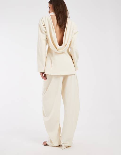 ASOS DESIGN – Elegante Horseshoe-Hose in Elfenbeinweiß mit gestauchtem Bein, Kombiteil, 5 von 5