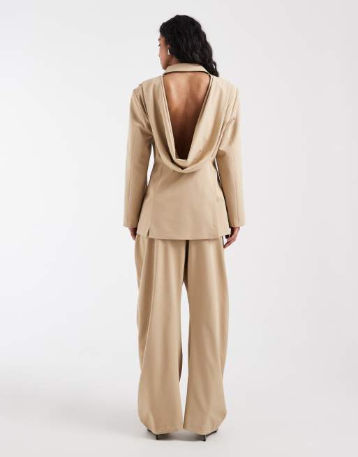 ASOS DESIGN – Elegante Horseshoe-Hose in Steinbeige mit gestauchtem Bein, Kombiteil, 2 von 5