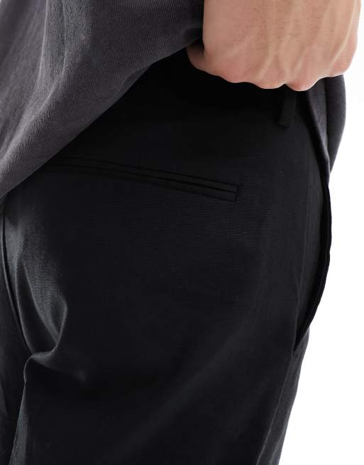 ASOS DESIGN – Elegante Hose aus Leinenmix in Schwarz mit weitem Bein, 4 von 5