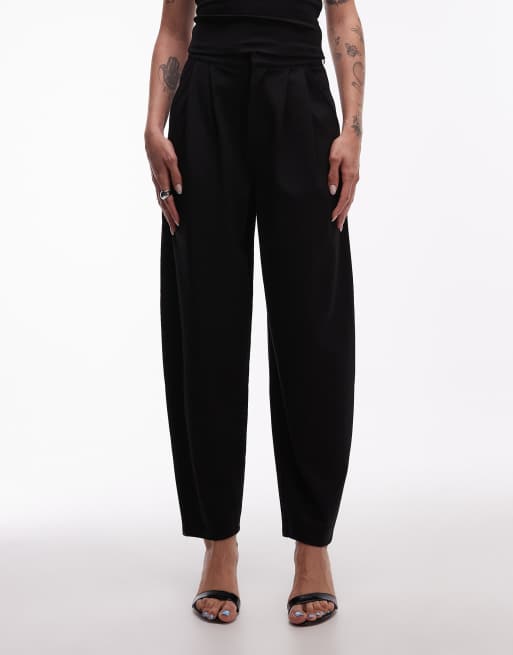 ASOS DESIGN – Elegante Hose aus Ponte-Stoff in Schwarz mit Bananenschnitt, Kombiteil, 2 von 5