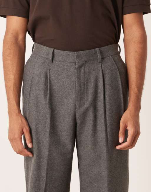 ASOS DESIGN – Elegante Hose aus Wollmix in Anthrazit mit weitem Bein und Bügelfalten, 4 von 5