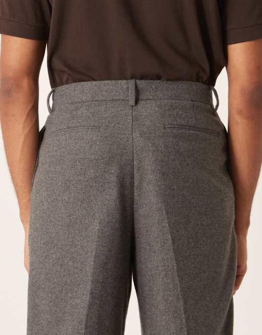 ASOS DESIGN – Elegante Hose aus Wollmix in Anthrazit mit weitem Bein und Bügelfalten, 5 von 5