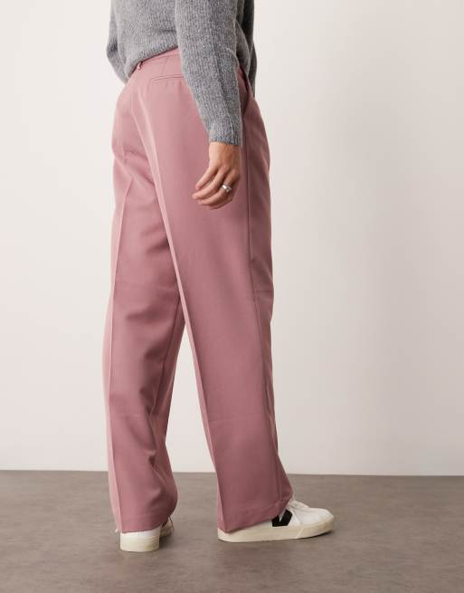 ASOS DESIGN – Elegante Hose in Altrosa mit weitem Bein und Bundfalten vorn, 3 von 5