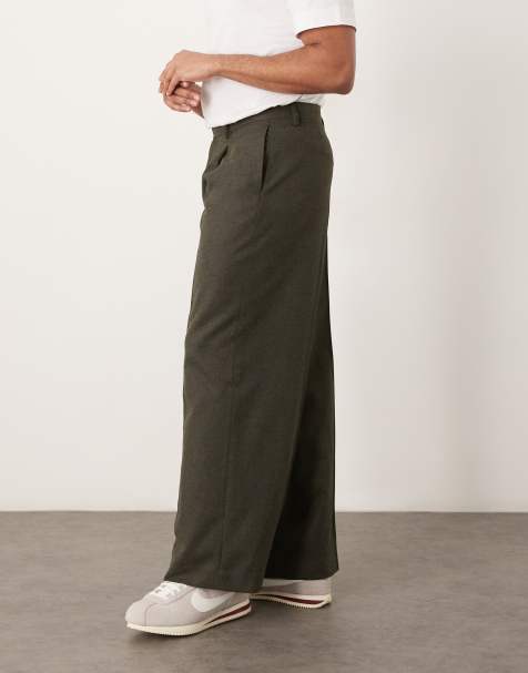 ASOS DESIGN – Elegante Hose in Anthrazit aus gebürstetem Material mit lockerem Beinschnitt und Bundfalten vorn - view 1