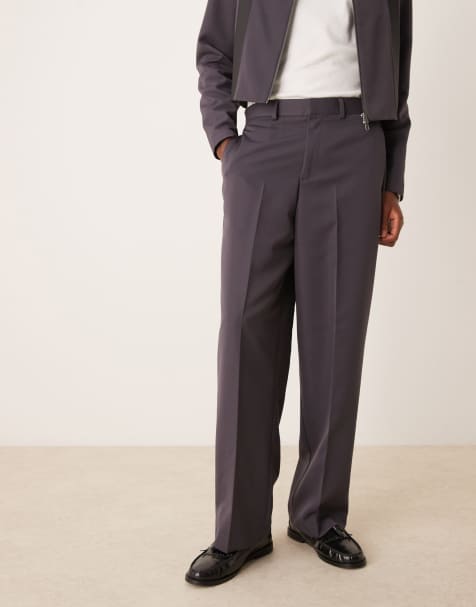 ASOS DESIGN – Elegante Hose in Anthrazit mit hohem Bund und weitem Schnitt, Kombiteil - view 1