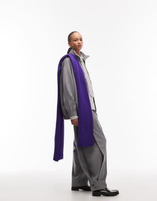 ASOS DESIGN - Elegante Hose in Anthrazit mit seitlicher Bundfalte-Grau