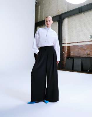 ASOS DESIGN - Elegante Hose in Anthrazit mit superweitem Schnitt, Kombiteil-Grau