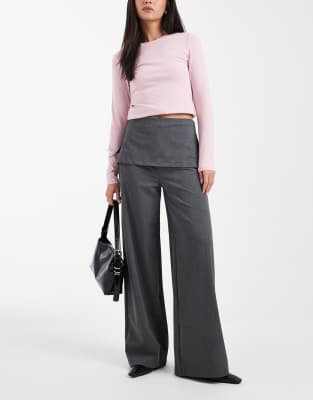 ASOS DESIGN - Elegante Hose in Anthrazitgrau mit Rockdetail