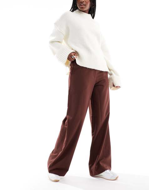ASOS DESIGN – Elegante Hose in Braun mit lockerem, geradem Schnitt - view 1