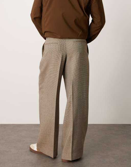 ASOS DESIGN – Elegante Hose in Braun mit lockerem Schnitt und Mikrostruktur, 4 von 5