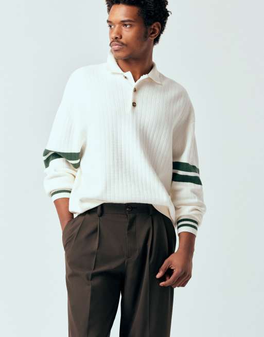 ASOS DESIGN – Elegante Hose in Braun mit sichtbarem Knopfverschluss, weitem Bein und doppelten Bügelfalten, 2 von 5