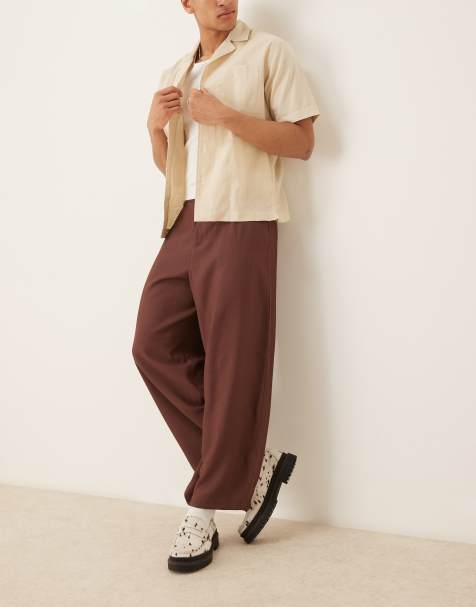 ASOS DESIGN – Elegante Hose in Braun mit stark schmal zulaufendem Schnitt - view 1