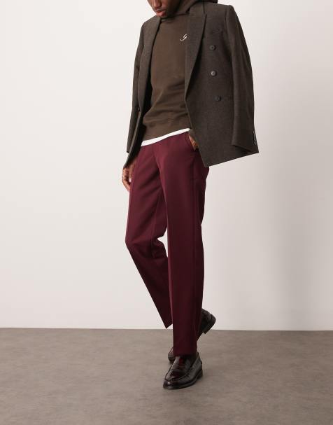 ASOS DESIGN – Elegante Hose in Burgunderrot mit geradem Schnitt - view 1