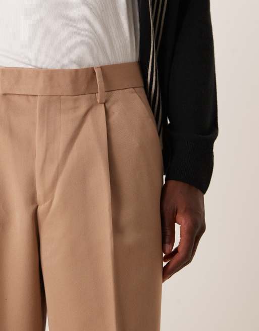 ASOS DESIGN – Elegante Hose in Camel mit weitem Bein und Bundfalte, 3 von 5