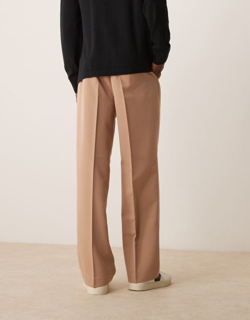 ASOS DESIGN – Elegante Hose in Camel mit weitem Bein und Bundfalte, 4 von 5