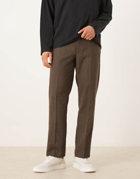 ASOS DESIGN – Elegante Hose in Dunkelbraun mit geradem Schnitt - view 1