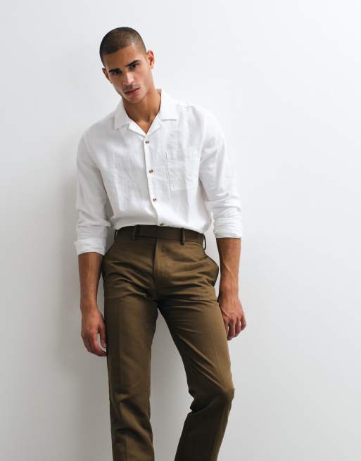 ASOS DESIGN – Elegante Hose in Dunkelbraun mit hohem Leinenanteil und schmalem Schnitt, 2 von 5