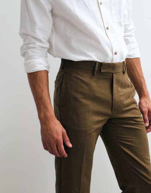 ASOS DESIGN – Elegante Hose in Dunkelbraun mit hohem Leinenanteil und schmalem Schnitt, 4 von 5