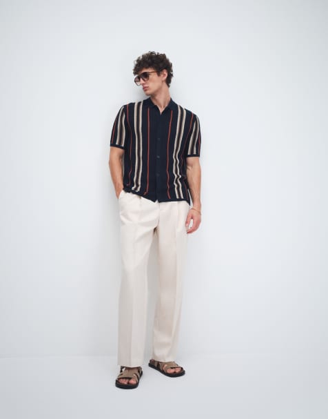 ASOS DESIGN – Elegante Hose in Ecru mit weitem Bein und Bundfalte - view 1