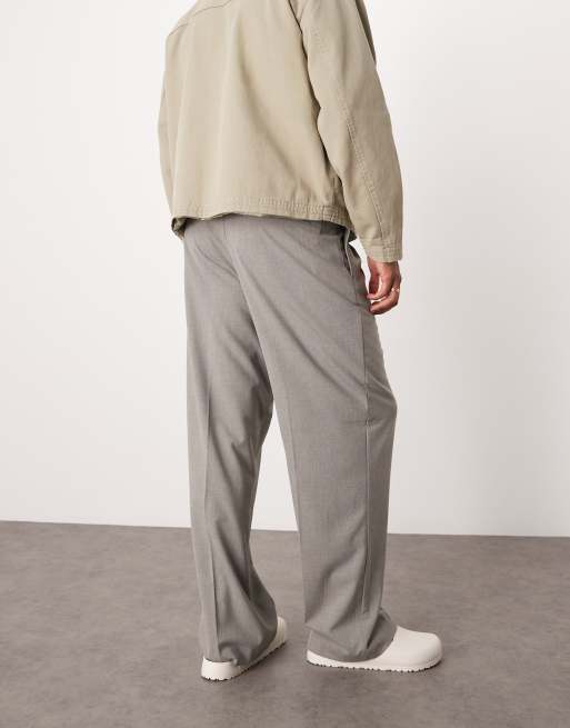 ASOS DESIGN – Elegante Hose in Grau meliert mit weitem Bein und doppelter Bundfalte, 4 von 5