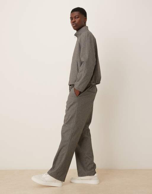 ASOS DESIGN – Elegante Hose in Grau mit Fischgrätmuster und geradem Schnitt, Kombiteil, 3 von 5