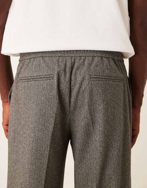 ASOS DESIGN – Elegante Hose in Grau mit Fischgrätmuster und geradem Schnitt, Kombiteil, 5 von 5