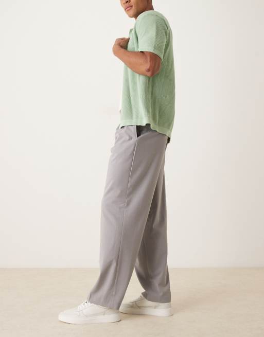 ASOS DESIGN – Elegante Hose in Grau mit weitem Bein und Bundfalten vorn, 3 von 5