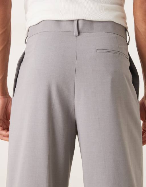 ASOS DESIGN – Elegante Hose in Grau mit weitem Bein und Bundfalten vorn, 5 von 5