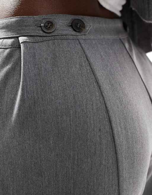 ASOS DESIGN – Elegante Hose in Grau mit weitem Bein und umgeschlagenem Bund, 3 von 5