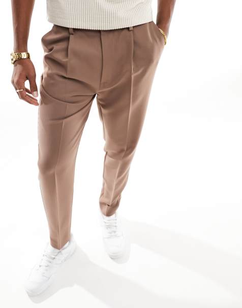 ASOS DESIGN – Elegante Hose in Hellbraun mit schmal zulaufendem Schnitt - view 1