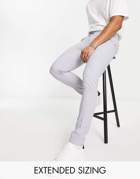 ASOS DESIGN – Elegante Hose in Hellgrau mit engem Schnitt und Nadelstreifen - view 1
