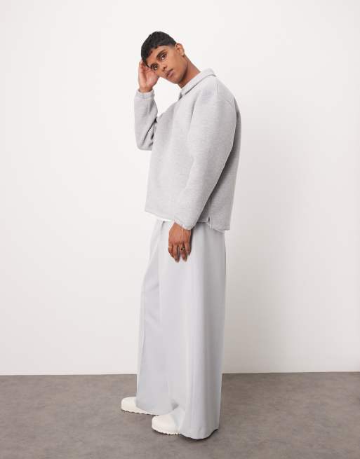 ASOS DESIGN – Elegante Hose in Hellgrau mit extrem weitem Bein und Bundfalte vorne, 2 von 5