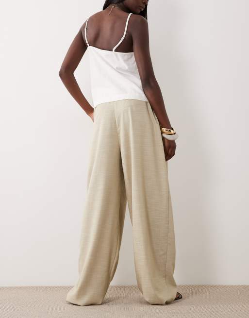 ASOS DESIGN – Elegante Hose in Khaki mit abgerundetem Beinschnitt in Leinenoptik, 5 von 5