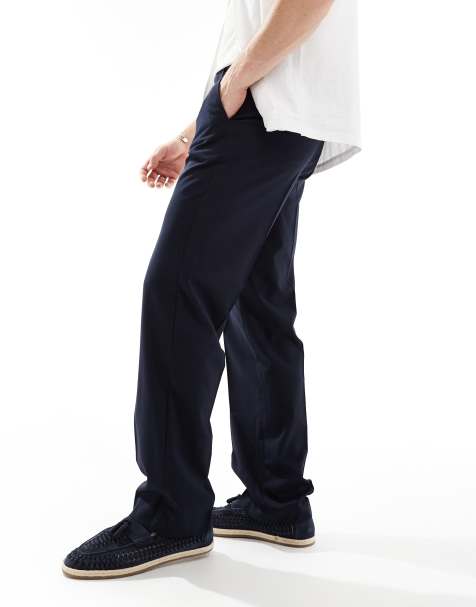 ASOS DESIGN – Elegante Hose in Marineblau mit geradem Schnitt - view 1