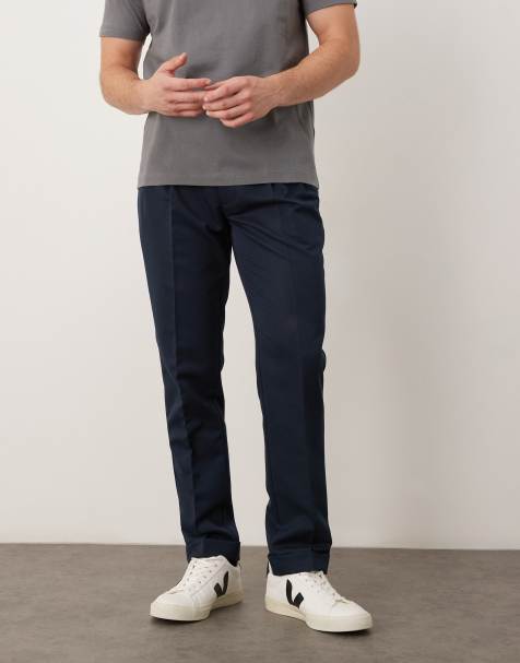 ASOS DESIGN – Elegante Hose in Marineblau mit schmalem Schnitt - view 1