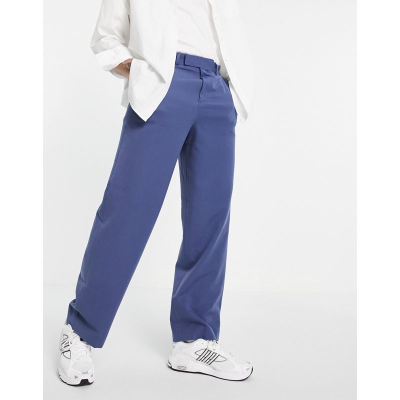 DESIGN – Elegante Hose in Marineblau mit weitem Bein