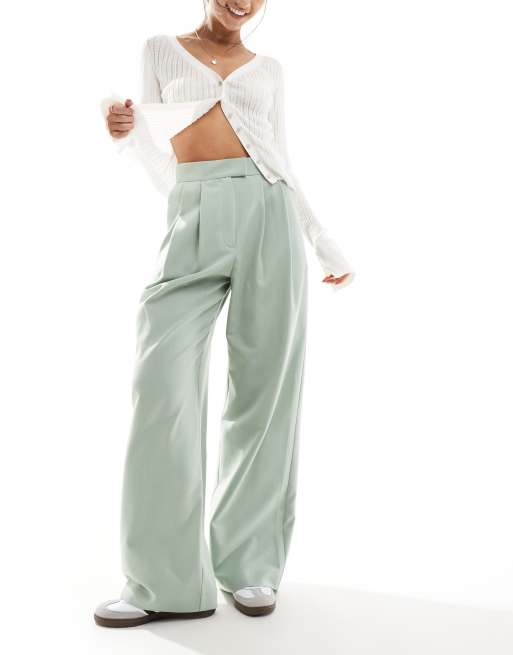 ASOS DESIGN – Elegante Hose in Minzgrün mit weitem Bein und Bundfalten, 4 von 5