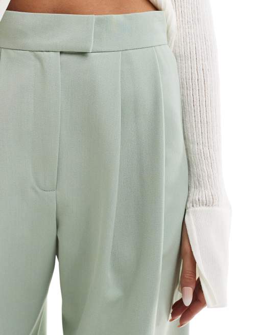 ASOS DESIGN – Elegante Hose in Minzgrün mit weitem Bein und Bundfalten, 5 von 5