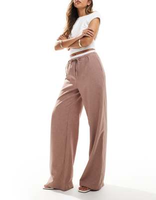 ASOS DESIGN - Elegante Hose in Nerzbraun mit Doppelbund-Rosa