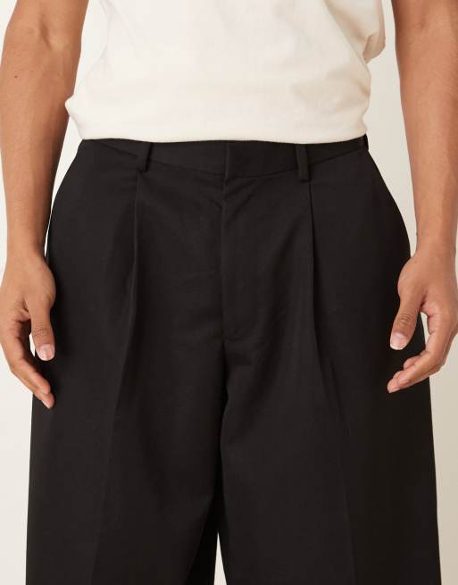 ASOS DESIGN – Elegante Hose in Schwarz mit Bundfalten und abgerundetem Beinschnitt, 5 von 5