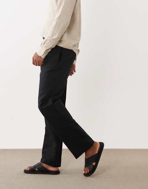 ASOS DESIGN – Elegante Hose in Schwarz mit hohem Leinenanteil und geradem Schnitt, 3 von 5
