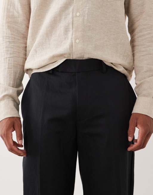 ASOS DESIGN – Elegante Hose in Schwarz mit hohem Leinenanteil und geradem Schnitt, 4 von 5