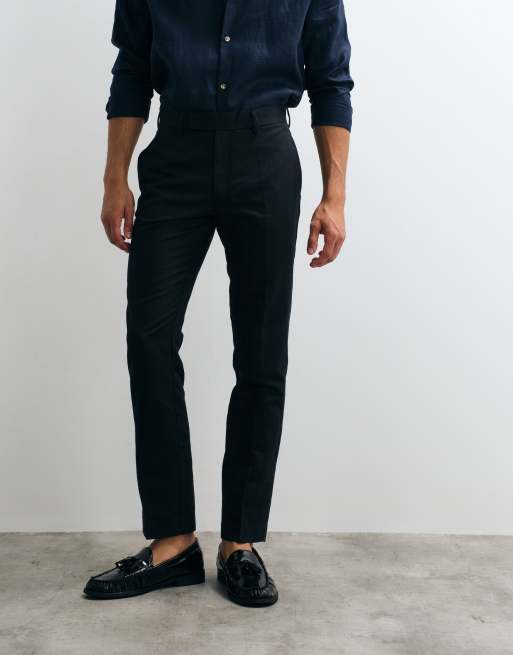 ASOS DESIGN – Elegante Hose in Schwarz mit hohem Leinenanteil und schmalem Schnitt , 2 von 5