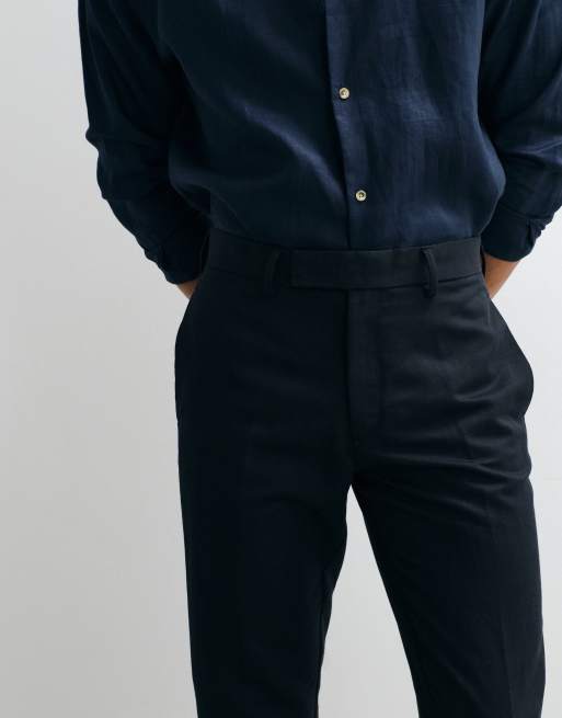 ASOS DESIGN – Elegante Hose in Schwarz mit hohem Leinenanteil und schmalem Schnitt , 3 von 5
