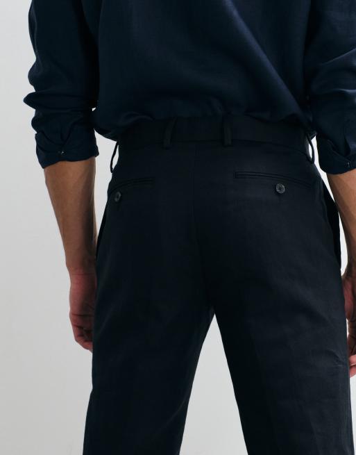 ASOS DESIGN – Elegante Hose in Schwarz mit hohem Leinenanteil und schmalem Schnitt , 4 von 5